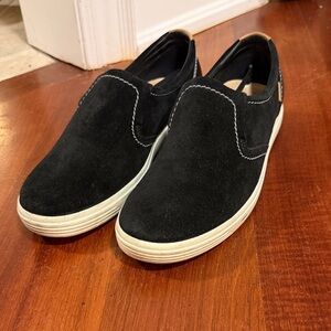 ecco Black Suede Slip-On Shoes